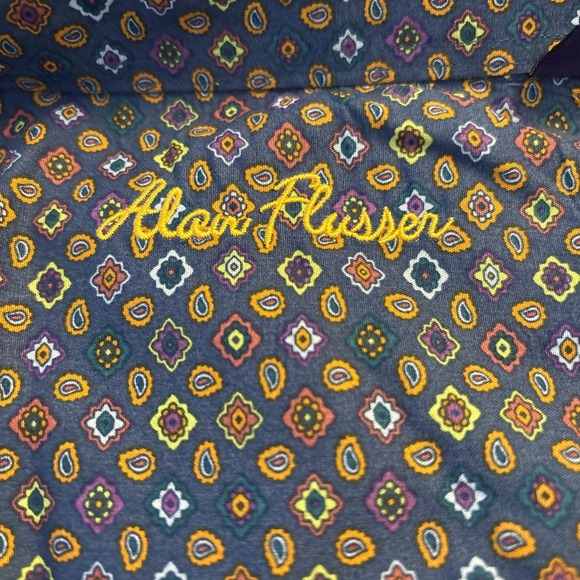 Alan Flusser Men's XXL Navy Blue Graphic Print Button Down Long Sleeve Shirt - Picture 3 of 7